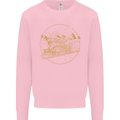 Gold Locomotive Steam Engine Train Spotter Kids Sweatshirt Jumper Light Pink