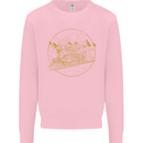 Gold Locomotive Steam Engine Train Spotter Kids Sweatshirt Jumper Light Pink
