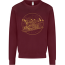 Gold Locomotive Steam Engine Train Spotter Kids Sweatshirt Jumper Maroon