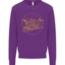 Gold Locomotive Steam Engine Train Spotter Kids Sweatshirt Jumper Purple