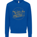 Gold Locomotive Steam Engine Train Spotter Kids Sweatshirt Jumper Royal Blue
