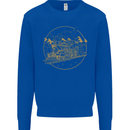 Gold Locomotive Steam Engine Train Spotter Kids Sweatshirt Jumper Royal Blue