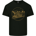 Gold Locomotive Steam Engine Train Spotter Kids T-Shirt Childrens Black