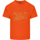 Gold Locomotive Steam Engine Train Spotter Kids T-Shirt Childrens Orange