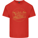Gold Locomotive Steam Engine Train Spotter Kids T-Shirt Childrens Red