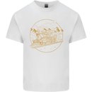 Gold Locomotive Steam Engine Train Spotter Kids T-Shirt Childrens White