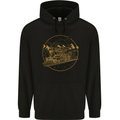 Gold Locomotive Steam Engine Train Spotter Mens 80% Cotton Hoodie Black