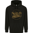Gold Locomotive Steam Engine Train Spotter Mens 80% Cotton Hoodie Black