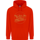 Gold Locomotive Steam Engine Train Spotter Mens 80% Cotton Hoodie Bright Red