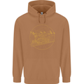 Gold Locomotive Steam Engine Train Spotter Mens 80% Cotton Hoodie Caramel Latte
