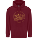 Gold Locomotive Steam Engine Train Spotter Mens 80% Cotton Hoodie Maroon