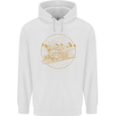 Gold Locomotive Steam Engine Train Spotter Mens 80% Cotton Hoodie White