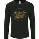 Gold Locomotive Steam Engine Train Spotter Mens Long Sleeve T-Shirt Black