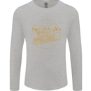 Gold Locomotive Steam Engine Train Spotter Mens Long Sleeve T-Shirt Sports Grey