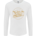 Gold Locomotive Steam Engine Train Spotter Mens Long Sleeve T-Shirt White
