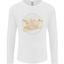 Gold Locomotive Steam Engine Train Spotter Mens Long Sleeve T-Shirt White