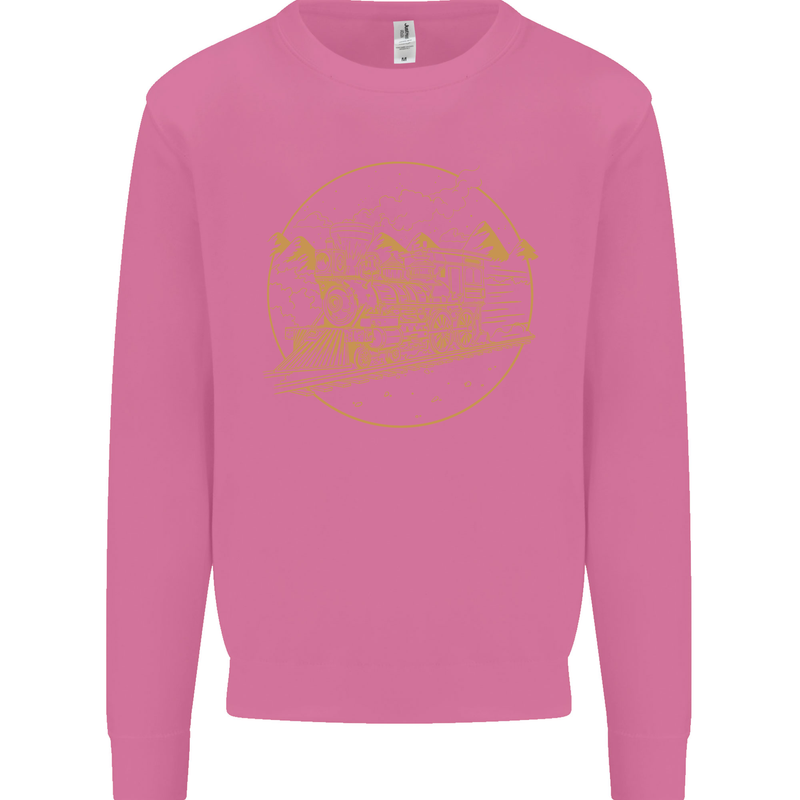 Gold Locomotive Steam Engine Train Spotter Mens Sweatshirt Jumper Azalea
