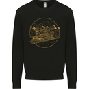 Gold Locomotive Steam Engine Train Spotter Mens Sweatshirt Jumper Black
