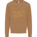 Gold Locomotive Steam Engine Train Spotter Mens Sweatshirt Jumper Caramel Latte