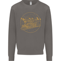 Gold Locomotive Steam Engine Train Spotter Mens Sweatshirt Jumper Charcoal