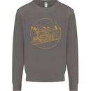 Gold Locomotive Steam Engine Train Spotter Mens Sweatshirt Jumper Charcoal