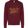 Gold Locomotive Steam Engine Train Spotter Mens Sweatshirt Jumper Maroon