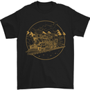 Gold Locomotive Steam Engine Train Spotter Mens T-Shirt 100% Cotton Black
