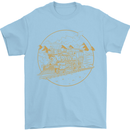 Gold Locomotive Steam Engine Train Spotter Mens T-Shirt 100% Cotton Light Blue