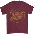 Gold Locomotive Steam Engine Train Spotter Mens T-Shirt 100% Cotton Maroon