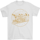 Gold Locomotive Steam Engine Train Spotter Mens T-Shirt 100% Cotton White