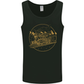Gold Locomotive Steam Engine Train Spotter Mens Vest Tank Top Black