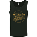 Gold Locomotive Steam Engine Train Spotter Mens Vest Tank Top Black