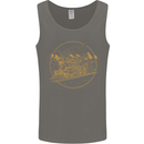 Gold Locomotive Steam Engine Train Spotter Mens Vest Tank Top Charcoal