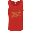 Gold Locomotive Steam Engine Train Spotter Mens Vest Tank Top Red