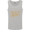 Gold Locomotive Steam Engine Train Spotter Mens Vest Tank Top Sports Grey