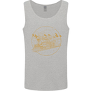 Gold Locomotive Steam Engine Train Spotter Mens Vest Tank Top Sports Grey