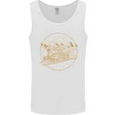Gold Locomotive Steam Engine Train Spotter Mens Vest Tank Top White