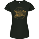 Gold Locomotive Steam Engine Train Spotter Womens Petite Cut T-Shirt Black