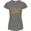 Gold Locomotive Steam Engine Train Spotter Womens Petite Cut T-Shirt Charcoal