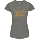 Gold Locomotive Steam Engine Train Spotter Womens Petite Cut T-Shirt Charcoal
