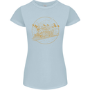 Gold Locomotive Steam Engine Train Spotter Womens Petite Cut T-Shirt Light Blue