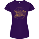 Gold Locomotive Steam Engine Train Spotter Womens Petite Cut T-Shirt Purple