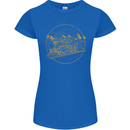 Gold Locomotive Steam Engine Train Spotter Womens Petite Cut T-Shirt Royal Blue