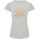 Gold Locomotive Steam Engine Train Spotter Womens Petite Cut T-Shirt Sports Grey