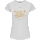 Gold Locomotive Steam Engine Train Spotter Womens Petite Cut T-Shirt White