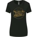 Gold Locomotive Steam Engine Train Spotter Womens Wider Cut T-Shirt Black