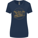 Gold Locomotive Steam Engine Train Spotter Womens Wider Cut T-Shirt Navy Blue