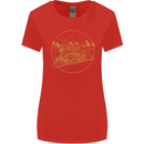 Gold Locomotive Steam Engine Train Spotter Womens Wider Cut T-Shirt Red