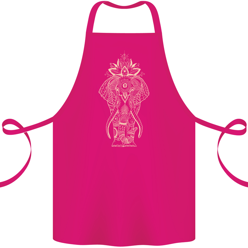 Gold Mandala Art Elephant Cotton Apron 100% Organic Pink