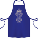 Gold Mandala Art Elephant Cotton Apron 100% Organic Royal Blue